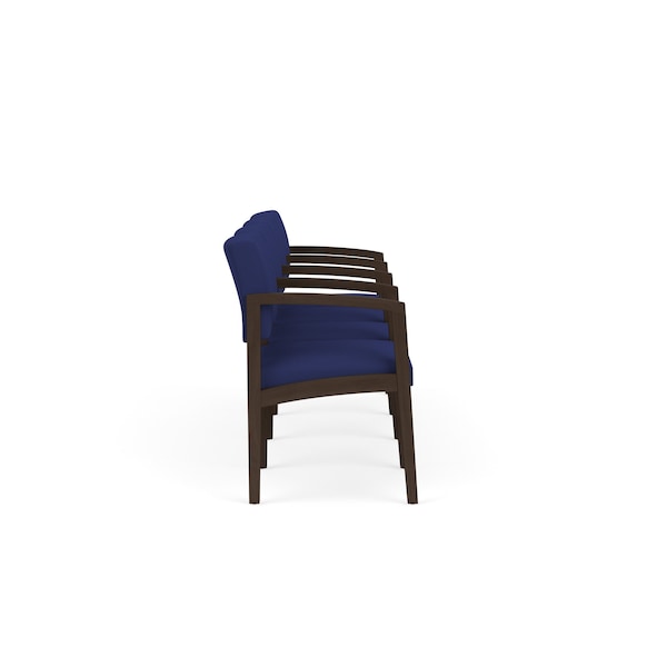 Lesro Lenox Wood 4 Seat Tandem Seating Wood Frame, Mocha, OH Cobalt Upholstery LW4103 - main